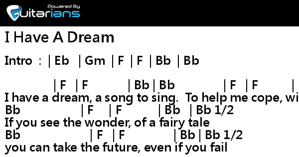 Abba I Have A Dream Chord Guitarians