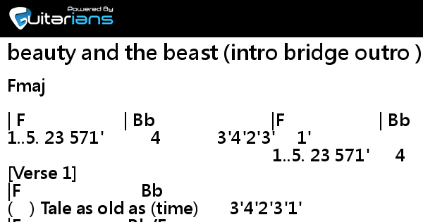 Celine Dion Beauty And The Beast Intro Bridge Outro Chord