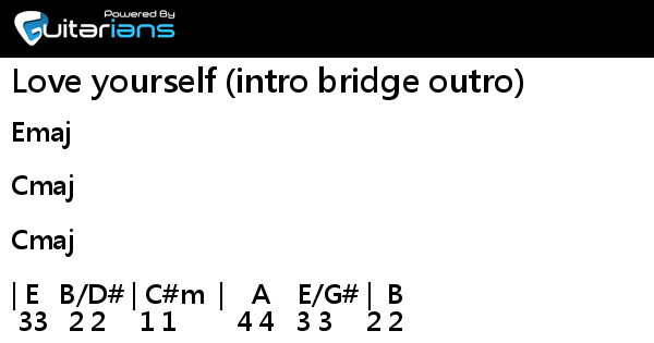 Justin Bieber Love yourself intro bridge outro 結他譜 Chord譜 吉他譜