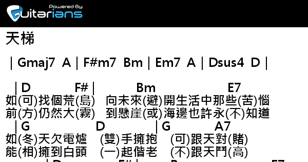 C AllStar 天梯 結他譜 Chord譜 吉他譜 曲 賴映彤 groovision 詞 鍾晴 Guitarians