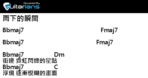 李夢尹 雨下的瞬間結他譜chord譜吉他譜 Guitarians Com