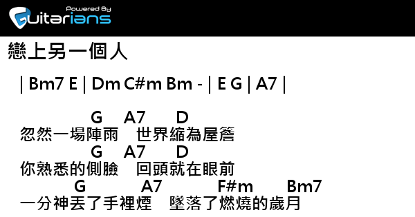 游鴻明 戀上另一個人結他譜chord譜吉他譜 Guitarians Com