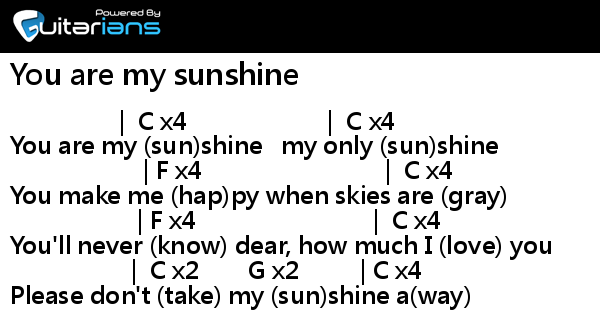 you are my sunshine chords