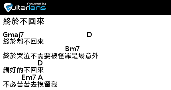 Supper Moment 終於不回來 結他譜 Chord譜 吉他譜