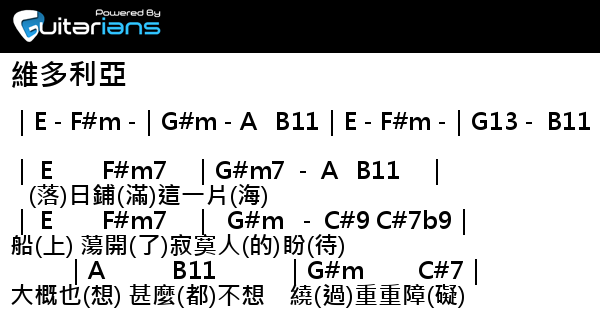 Jw 維多利亞 結他譜 Chord譜 吉他譜