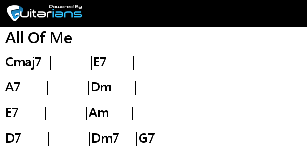 Jazz - All Of Me 結他譜 Chord譜 吉他譜 | Guitarians.com