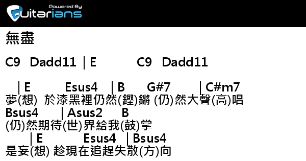 Supper Moment 無盡 結他譜 Chord譜 吉他譜 曲 Supper Moment 詞 Supper Moment